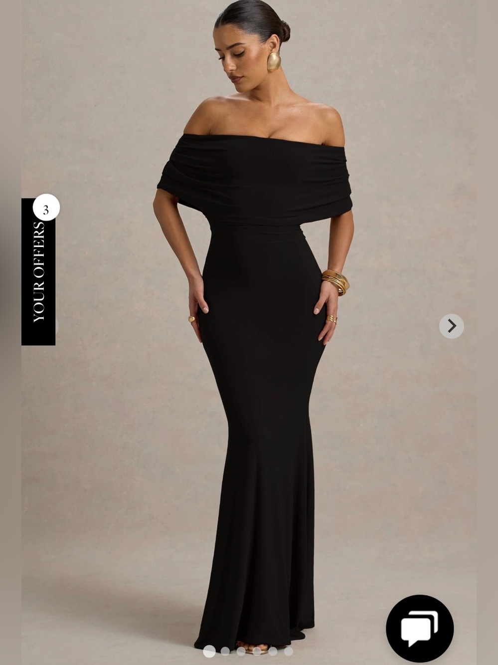 Club L London Bowden Black Bardot Maxi Dress
